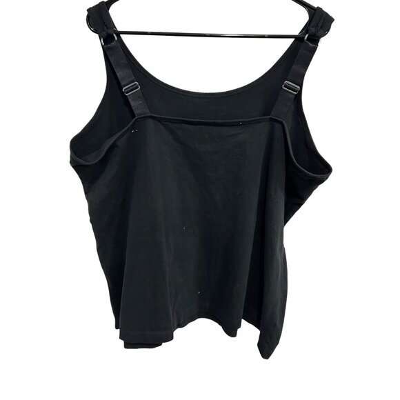 Woman Within Black Tank Top 1X Adjustable Straps Cotton Spandex Comfortable Fit - Picture 2 of 9